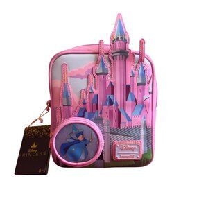 Disney Princess Aurora Castle Mini Backpack By Loungefly Pink & Blue For Ages 8+
